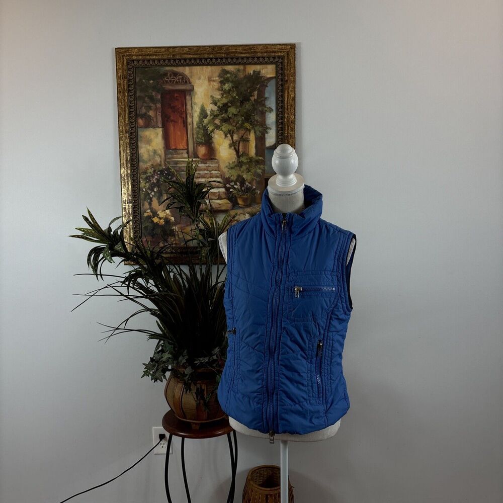 RAFAELLA Women’s Blue Outdoor Vest/Quilted. Size M Strong Zipper, Insulated